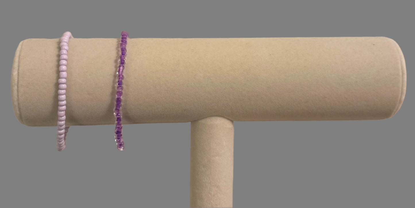 Purple Seed Bead Bracelet Set