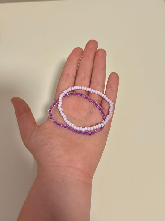 Purple Seed Bead Bracelet Set